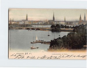 Postcard Lombardsbrücke mit Stadt, Hamburg, Germany