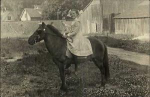 Proud Little Girl in Pigtails on Her Horse c1910 Real Photo 