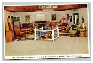 Vintage 1930's Advertising Postcard Elsie & Elmer Borden's Family of Fine Foods