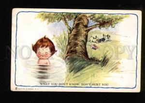 049642 Baby in Water by WIEDERSEIM old R&N 110 Vintage PC