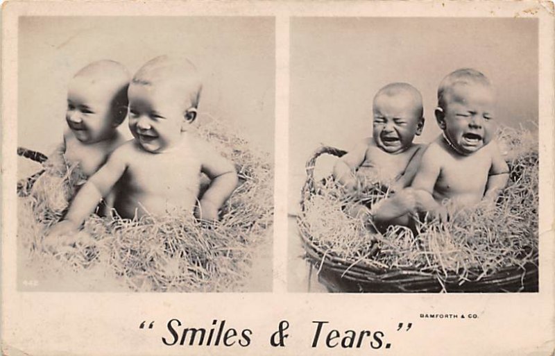 Smiles and Tears Babies in a Basket Multiple Birth Unused 