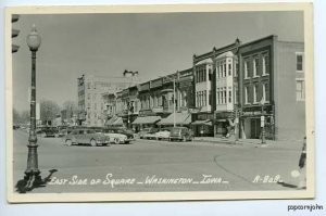 Washington IA Street Vue Old Cars RPPC Postcard