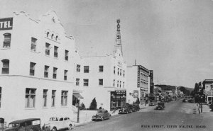 J76/ Coeur d' Alene Idaho Postcard c1940s Main Street Stores Autos 226