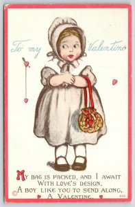 Katharine Gassaway Valentine~Pigeon Toed Sunbonnet Girl w/ Reticule~Waiting~1913