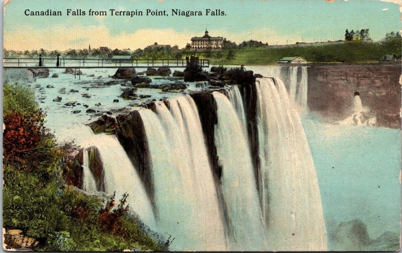 Canadian Falls Terrapin Point Niagara Falls Waterfall River Lundys Lane Postcard