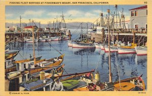 San Francisco California 1940s Postcard Fishing Fleet Berthed Fisherman's Wharf