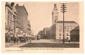 17338  MA Marlborough    Main Street looking East,  City Hall