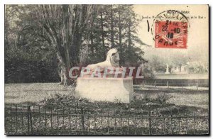 Old Postcard Montelimar Public Garden Statue of Lion and the Rat