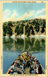 1930s Boating Party at Crater Lake National Park OR Oregon Linen Postcard
