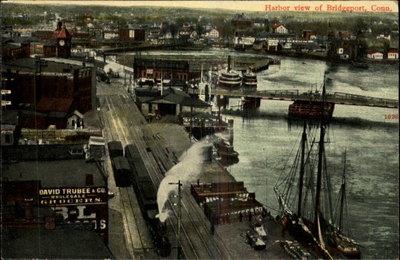 Bridgeport CT Harbor View Boats Ships c1910 Postcard