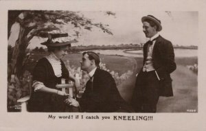 Romance Postcard - Couples - My Word! If I Catch You Kneeling!!!   RS22438