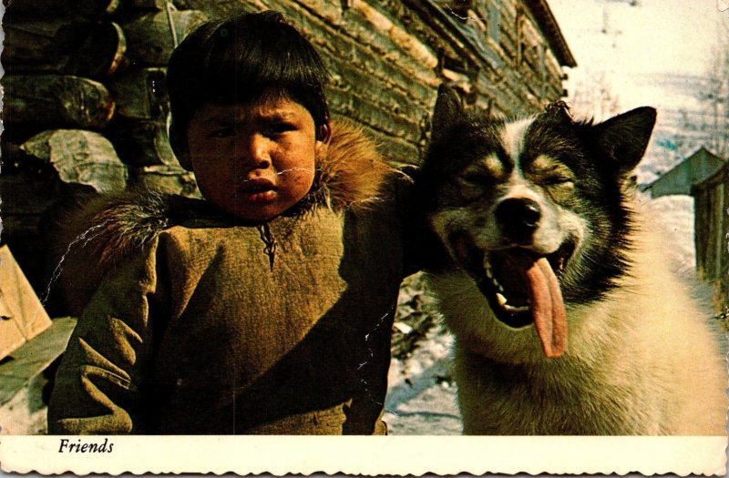 Alaska Eskimo Boy and Sled Dog