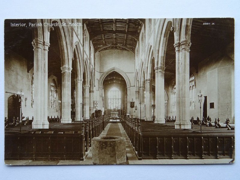 Cambridgeshire ST. NEOTS Parish Church Interior c1905 RP Postcard by Valentine