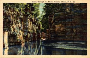 New York Ausable Chasm Coming Through The Flume Curteich