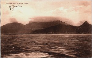 South Africa The First Sight Of Cape Town Vintage Postcard C109