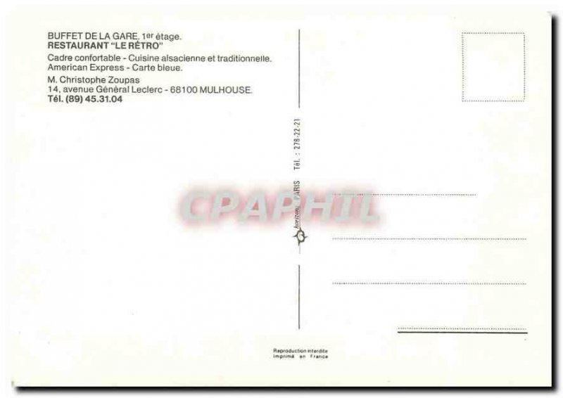Postcard Modern Buffet de la Gare Restaurant Retro Mulhouse
