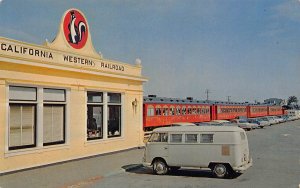 Super Skunk California Western Railroad Depot VW Kombi Fort Bragg CA postcard