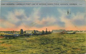 Postcard Georgia Augusta Army Bombers Daniel Field Augusta  1943 linen 23-1154