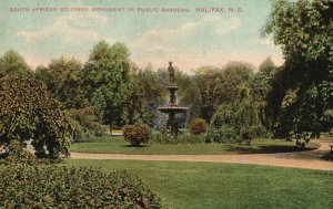 Vintage Postcard South African Soldiers Monument Public Gardens Halifax N. S.