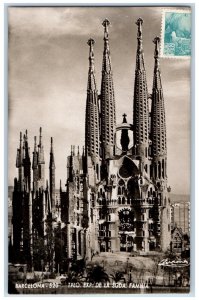 Barcelona Spain Postcard TPLO Exp. of the Sagrada Familia 1953 RPPC Photo