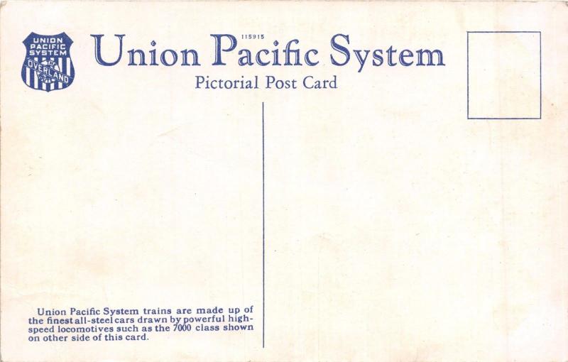 ECHO CANYON UT~UNION PACIFIC SYSTEM LIMITED TRAIN~LOCOMOTIVE 7038 POSTCARD 1920s