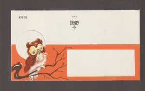 Vintage HALLOWEEN c1960 STAND UP Place Holder GIBSON OWL Ex Carpentier