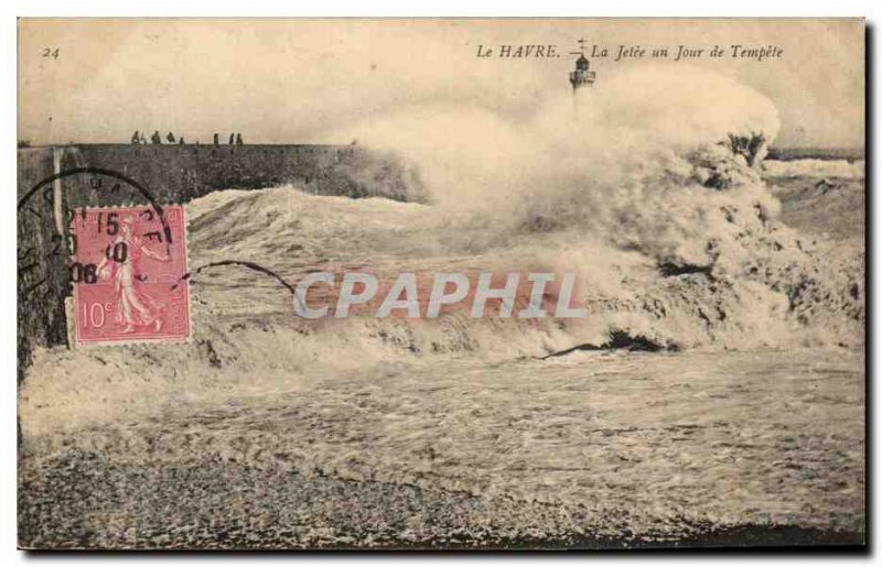 Old Postcard Le Havre La Jetee A Day Of Storm
