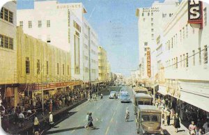 Flagler Street Trucks Woolworth Store Miami Florida 1955 postcard