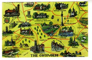 Pictorial Map of The Cotswolds, England