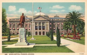 Vintage Postcard 1930's State Capitol Building Monument Phoenix Arizona Herz Pub