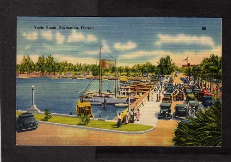 FL Yacht Basin Boast Harbor Bradenton Florida Linen Postcard