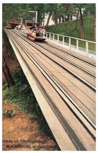 Toboggan Slide Black Hawk Watch Tower Amusement Park Postcard Rock Island IL