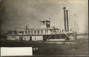 Mississippi River Steamer Boat KIT CARSON Unidentified Real Photo Postcard
