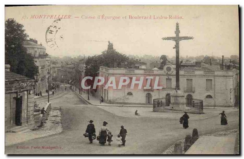 Postcard Former Bank Montpellier Caisse d & # 39Epargne and Boulevard Ledru R...