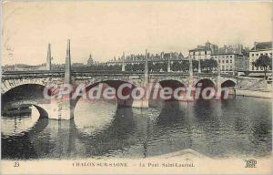 Old Postcard Chalon sur Saone Le Pont Saint Laurent