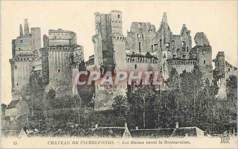 Old Postcard Chateau de Pierrefonds Ruins before the Restoration