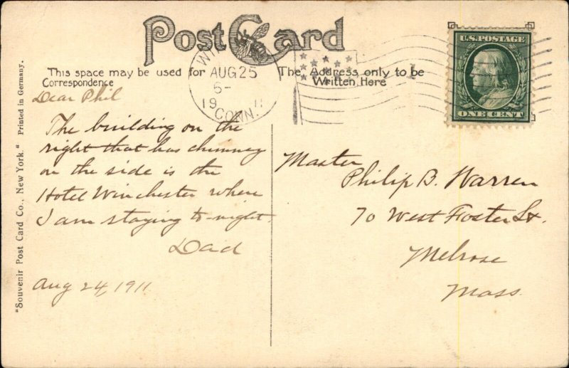 Winsted Connecticut CT Main St. 1900s-20s Vintage Postcard