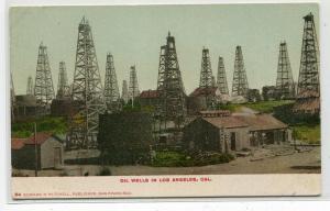 Oil Wells Los Angeles California 1907c postcard
