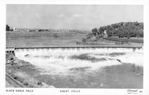 Black Eagle Falls Montana Dam Waterfront Real Photo Antique Postcard K102003