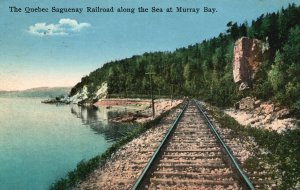 Vintage Postcard 1930's The Quebec Saguenay Railroad Along Murray Bay Montreal