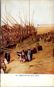 Vtg Boats on the Nile Rive Egypt 1910s Unused DB Postcard