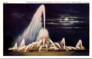 Illinois Chicago Grant Park Clarence Buckingham Memorial Fountain By Night