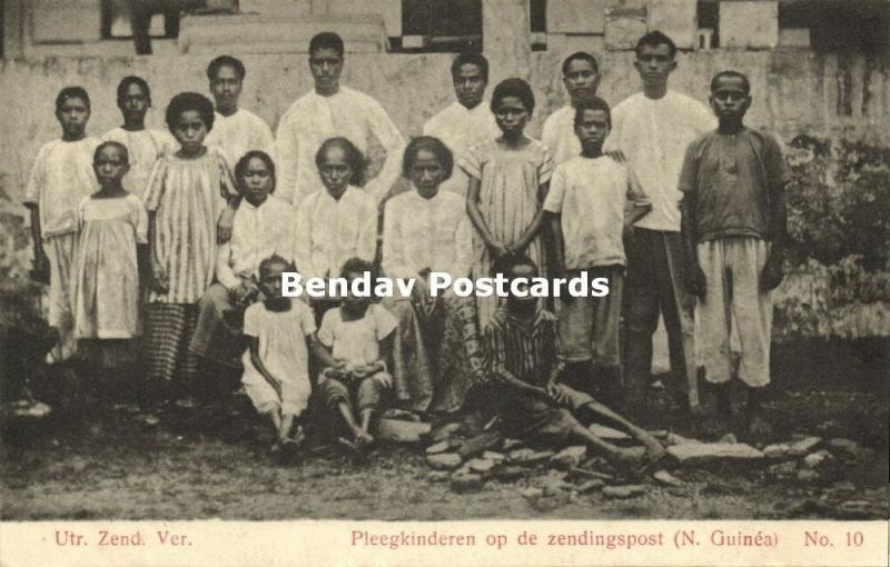 dutch new guinea, Papua Foster Children on the Mission Station (1910s)