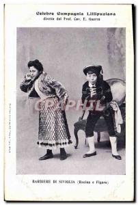 Old Postcard Celebre Compagnia Lillipuziana Barbiere di Siviglia Rosina e Figaro