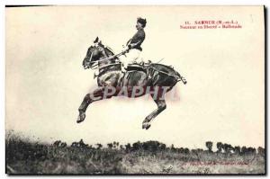 Old Postcard Saumur Horse Equestrian Jumper in freedom ballotade