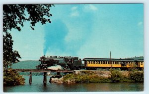 BRADFORD, NH ~ Monadnock Northern RAILROAD TRAIN at Todd's Pond c1960s Postcard