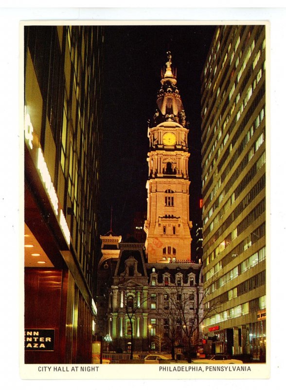 PA - Philadelphia. City Hall at Night   (continental size)