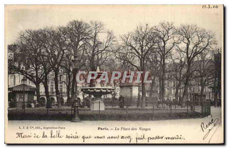 Paris Old Postcard Place de Vosges