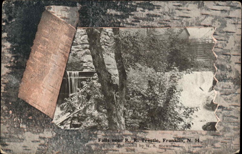 Franklin New Hampshire NH Water Fall Railroad Trestle 1900s-10s Postcard