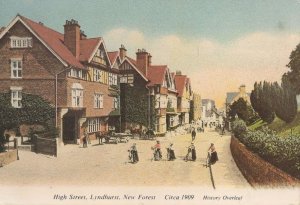 Row Of Ladies Old Cyclists Bicycles at Lyndhurst Hampshire Postcard